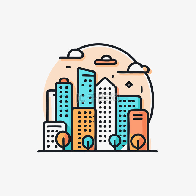 城市形状的简单城市插画 向量
