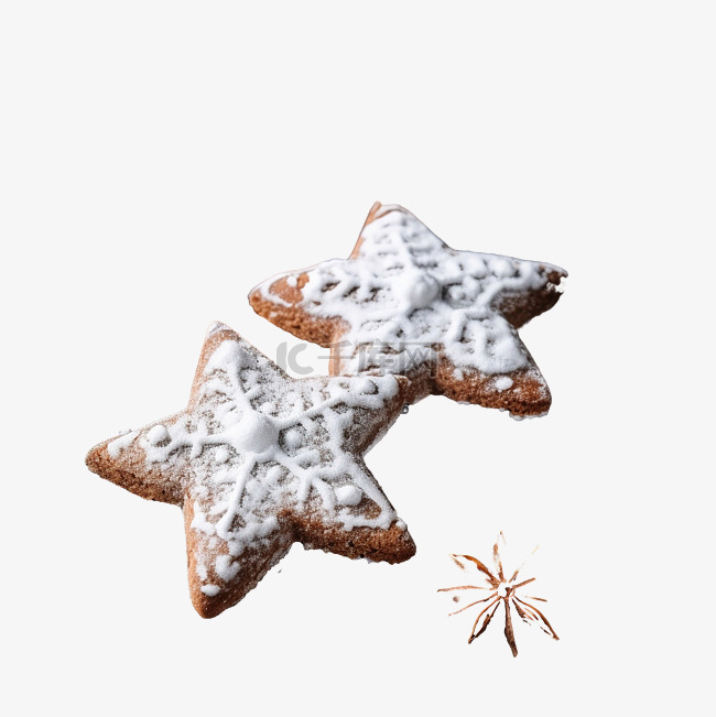 星星形状的巧克力圣诞饼干，加糖