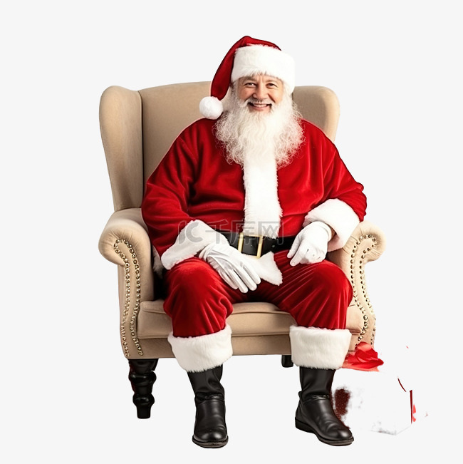 正宗的圣诞老人，带着礼品盒，坐