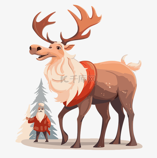 圣诞老人驯鹿 向量
