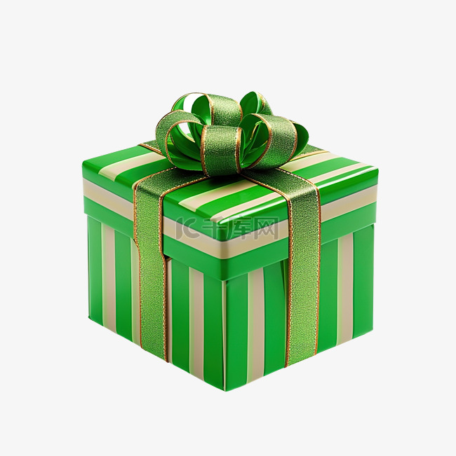 圣诞装饰的圣诞礼物条纹礼物与绿