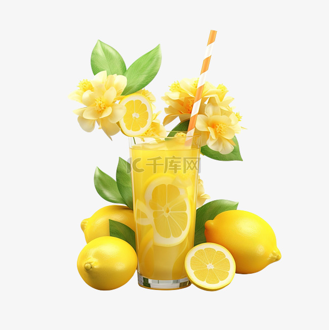 柠檬水春天 3d 插图