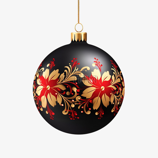 圣诞快乐球现实红色黑色和金色