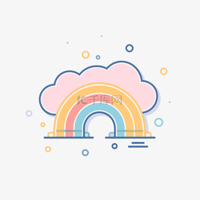 平面矢量设计中的彩虹云和气泡
