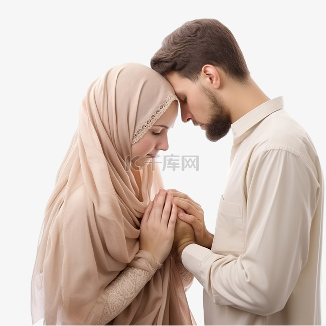穆斯林丈夫和妻子祈祷