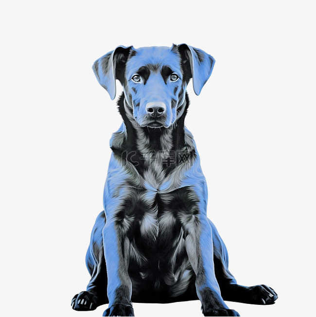 蓝色的狗坐着