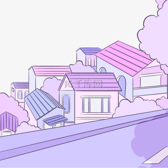 紫色居民区房屋
