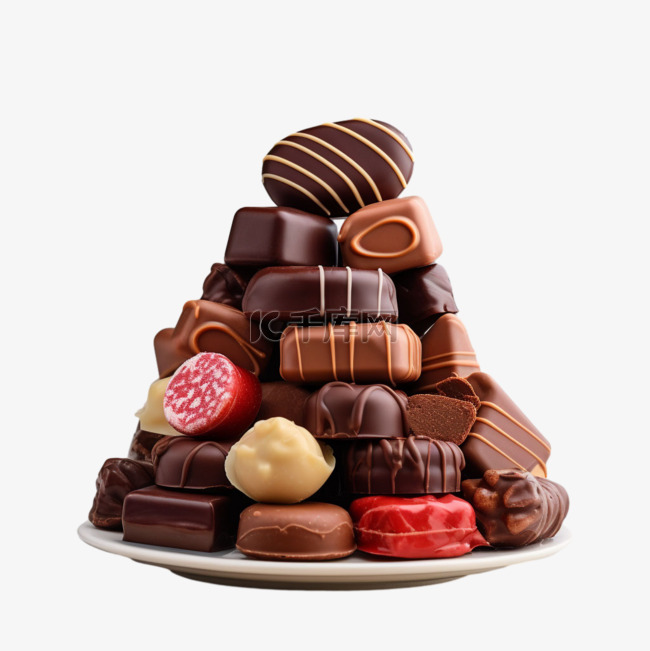 几何香甜巧克力塔元素立体免抠图