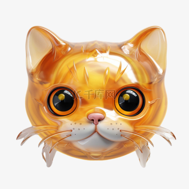 3d琉璃小猫元素立体免抠图案