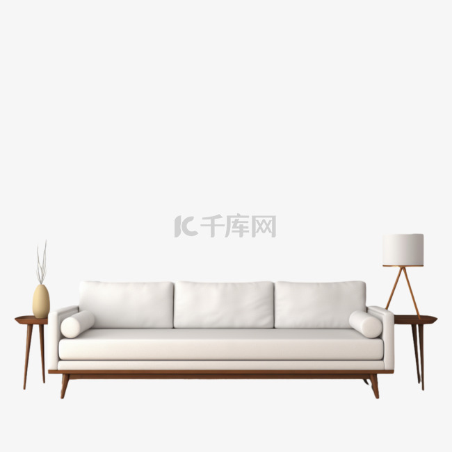 简单白色沙发元素立体免抠图案