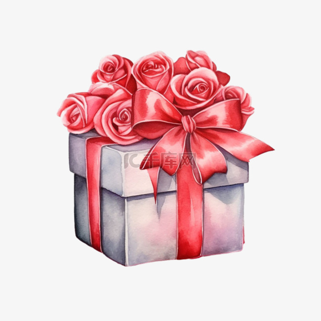造型玫瑰礼盒元素立体免抠图案