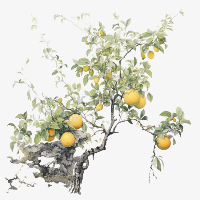 矢量茂密橘子树元素立体免抠图案