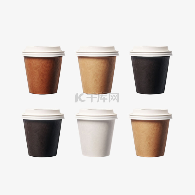 独特花纹咖啡杯元素立体免抠图案