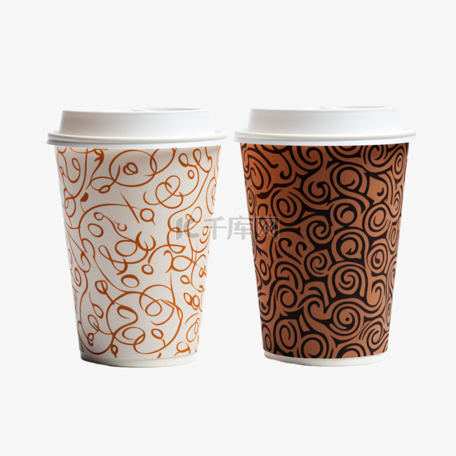 素材花纹咖啡杯元素立体免抠图案