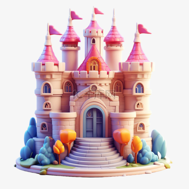 建模梦幻城堡元素立体免抠图案