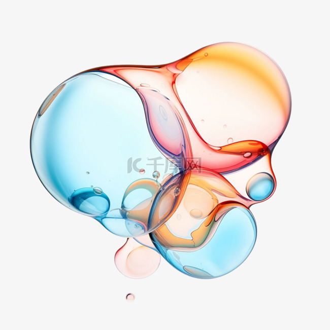 简约彩色水泡元素立体免抠图案