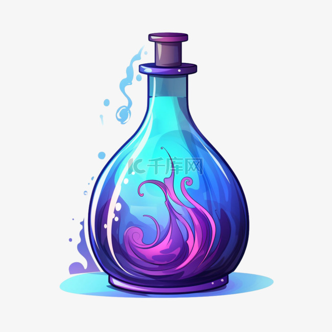 艺术紫色药瓶元素立体免抠图案