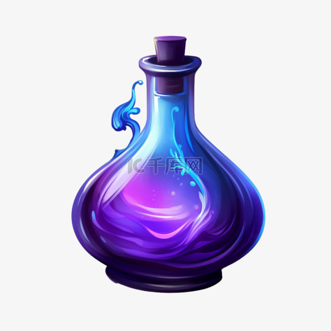 特色紫色药瓶元素立体免抠图案