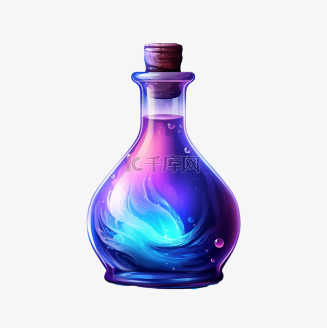 简约紫色药瓶元素立体免抠图案