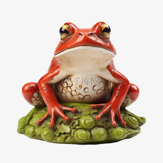 真实红色青蛙元素立体免抠图案