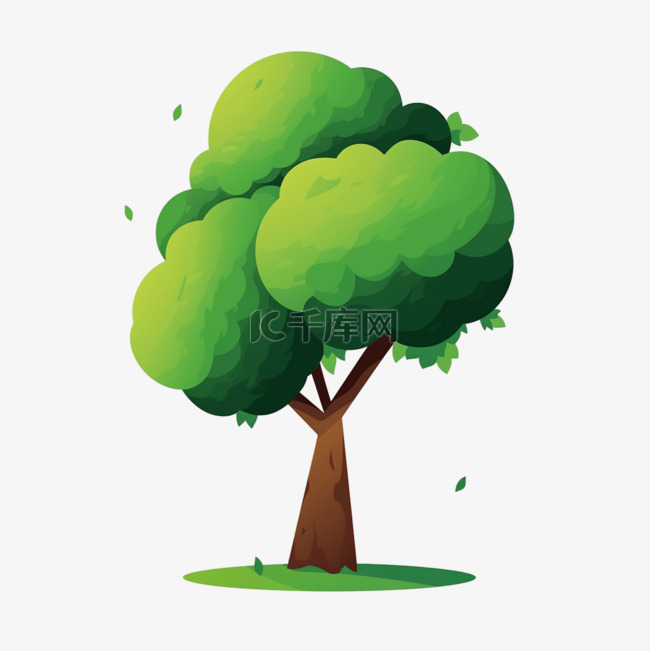 植树节卡通手绘绿色树木5PNG素材