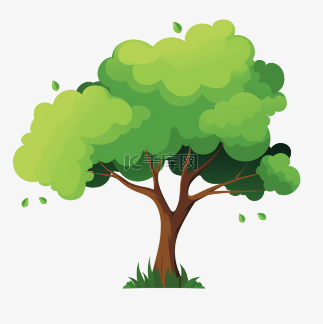 植树节卡通手绘绿色树木14元素