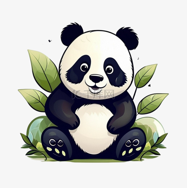 手绘卡通可爱大熊猫元素