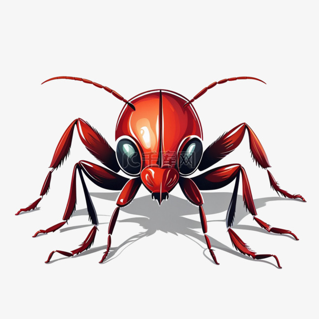 一只红色蚂蚁扁平插画元素