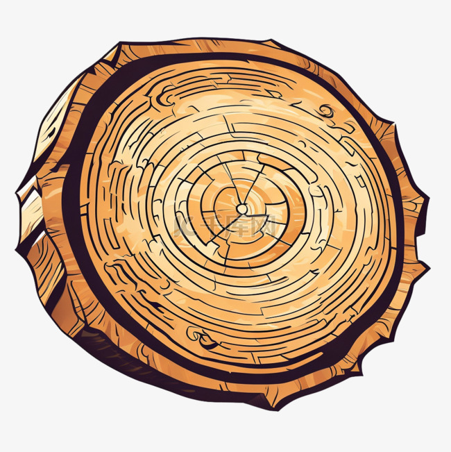 木桩年轮木头切割面插画图片