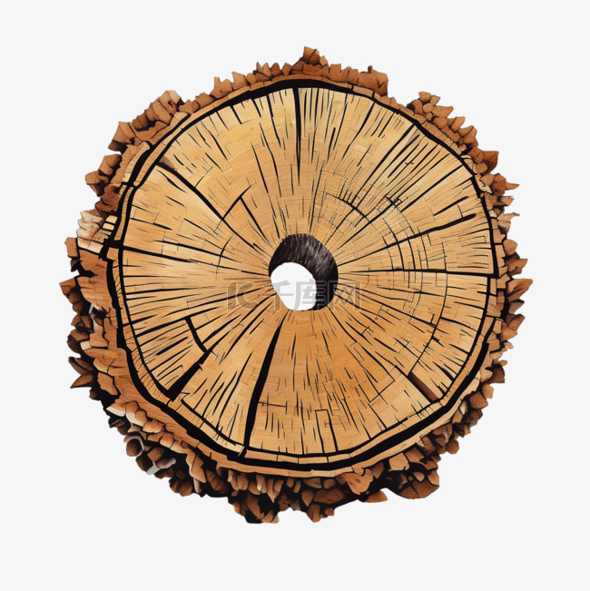木桩年轮木头切割面插画元素