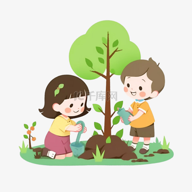 植树节儿童栽树素材