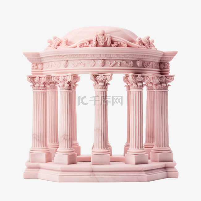 创意粉色罗马柱元素立体免抠图案