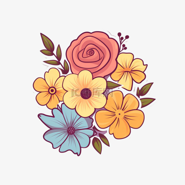 造型五彩花朵元素立体免抠图案免抠图片是千库网设计