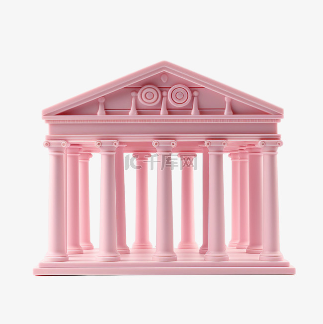 特色粉色罗马柱元素立体免抠图案