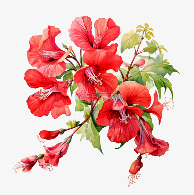 矢量红色花朵元素立体免抠图案