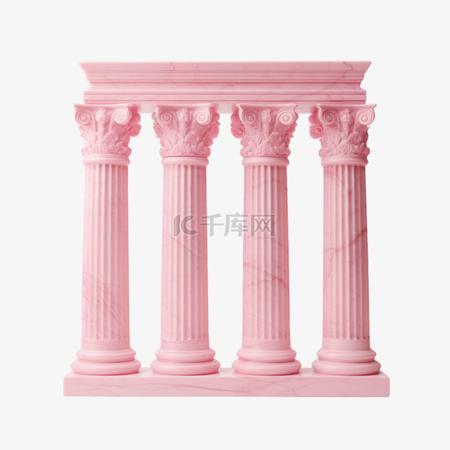 素材粉色罗马柱元素立体免抠图案
