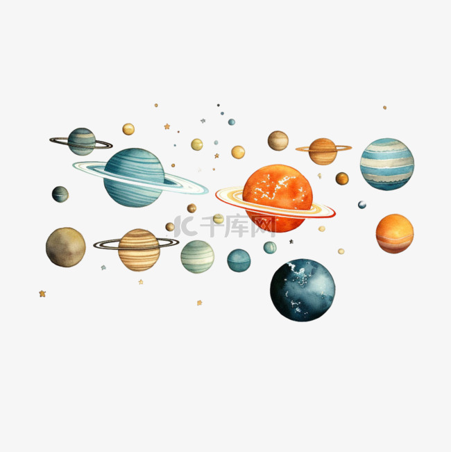 素材彩绘星球元素立体免抠图案