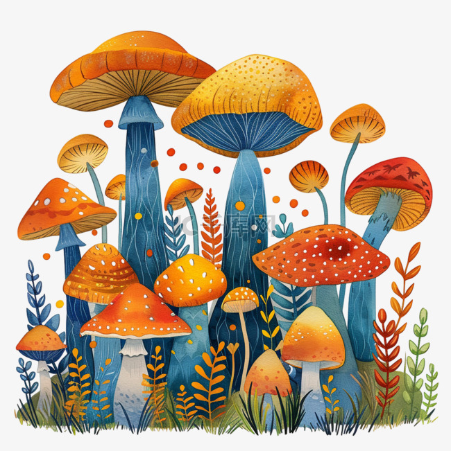 可爱植物蘑菇卡通手绘春天元素