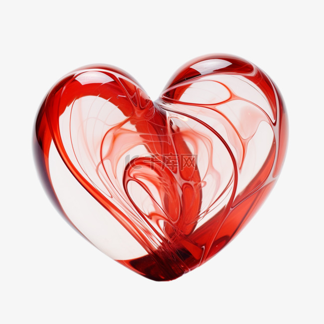 简洁红色爱的心元素立体免抠图案