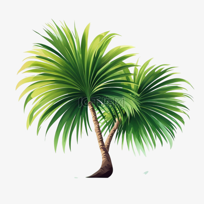 两颗椰子树绿色叶子插画设计