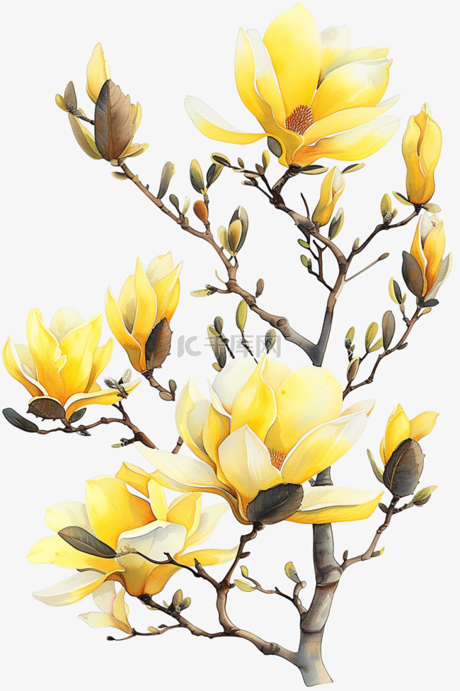 郁金香花植物春天黄色免抠元素