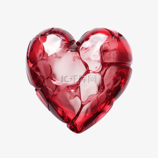 ai红色爱的心元素立体免抠图案