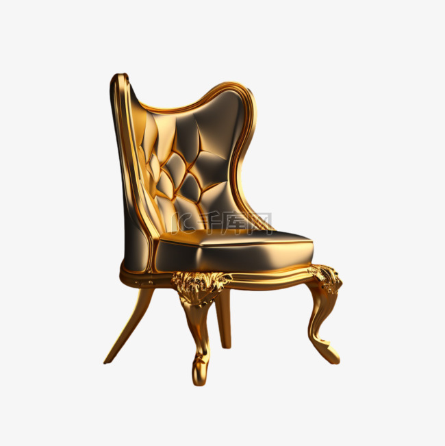 写实金色桌椅元素立体免抠图案