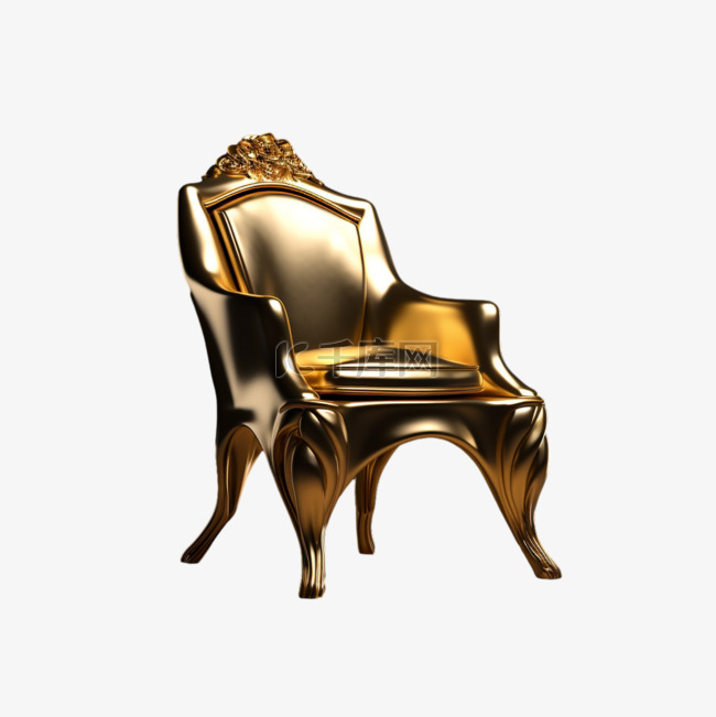 合成金色桌椅元素立体免抠图案