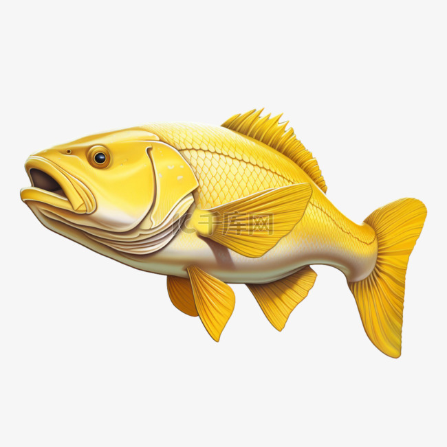创意金色小鱼元素立体免抠图案