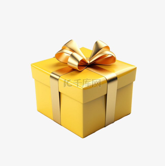 质感黄色礼盒元素立体免抠图案