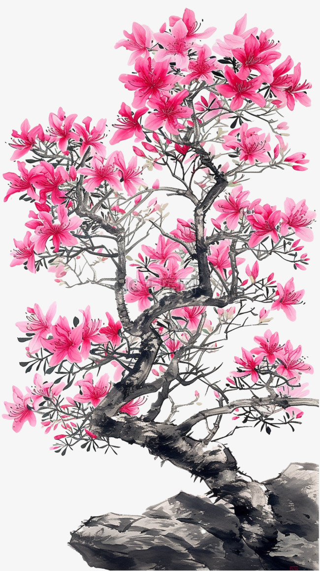 春天手绘植物树木花朵元素