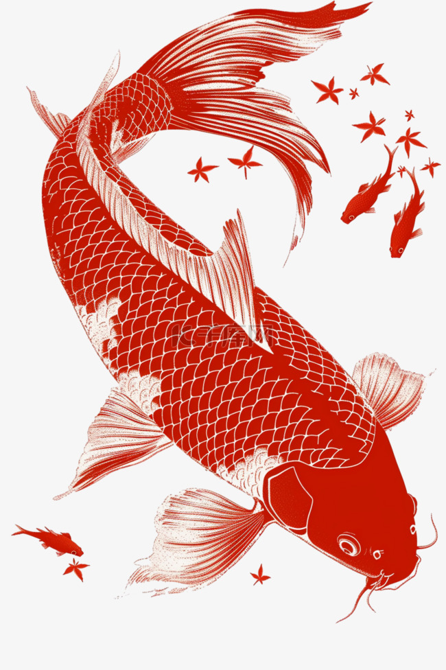 锦鲤红色手绘描边免抠元素免抠图片是千库网设计师制作的卡通手绘png