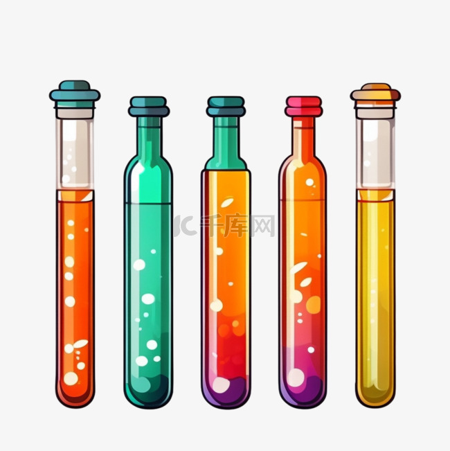 卡通彩色试管化学用具器皿元素