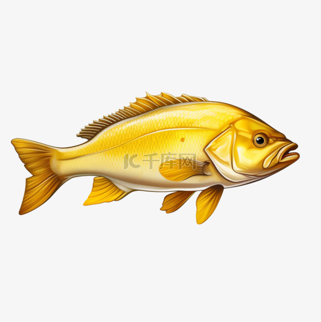 矢量金色小鱼元素立体免抠图案